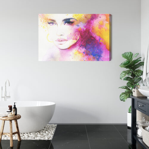 Obraz na płótnie Sztuka Portret kobiety w barwach akwareli Premium Canvas - obrazek 5