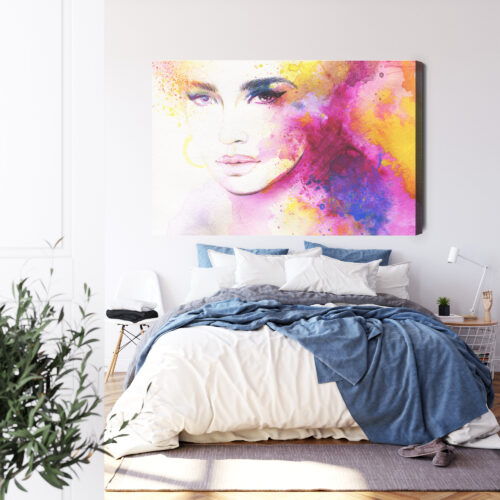 Obraz na płótnie Sztuka Portret kobiety w barwach akwareli Premium Canvas - obrazek 3