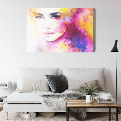 Obraz na płótnie Sztuka Portret kobiety w barwach akwareli Premium Canvas - obrazek 4