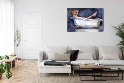 Obraz na płótnie Sztuka Kobieta w wannie w stylu akwareli Premium Canvas - obrazek 6