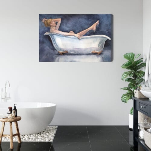 Obraz na płótnie Sztuka Kobieta w wannie w stylu akwareli Premium Canvas - obrazek 5
