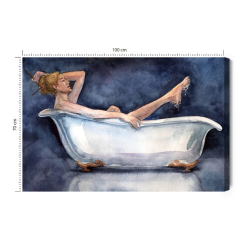 Obraz na płótnie Sztuka Kobieta w wannie w stylu akwareli Premium Canvas