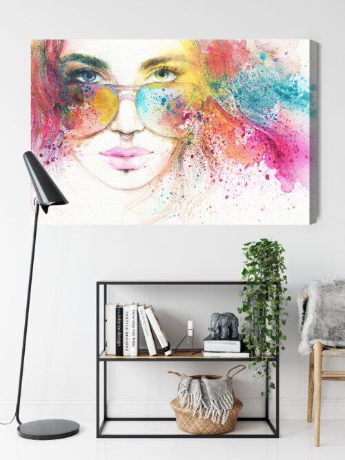 Obraz na płótnie Sztuka Portret kobiety z okularami Premium Canvas - obrazek 9