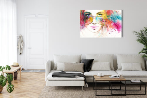 Obraz na płótnie Sztuka Portret kobiety z okularami Premium Canvas - obrazek 6