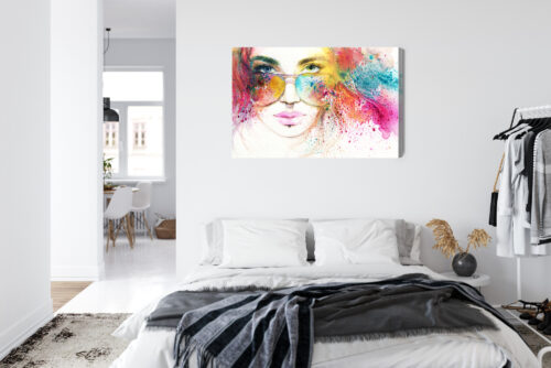 Obraz na płótnie Sztuka Portret kobiety z okularami Premium Canvas - obrazek 7