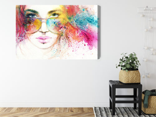 Obraz na płótnie Sztuka Portret kobiety z okularami Premium Canvas - obrazek 8