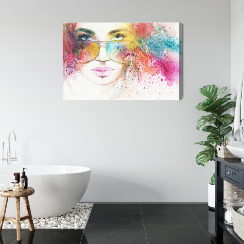 Obraz na płótnie Sztuka Portret kobiety z okularami Premium Canvas - obrazek 5