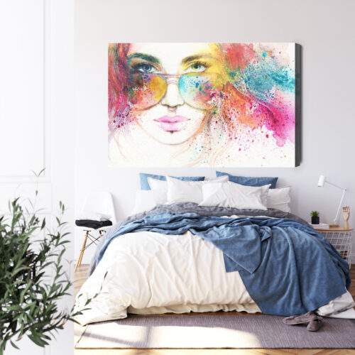 Obraz na płótnie Sztuka Portret kobiety z okularami Premium Canvas - obrazek 3