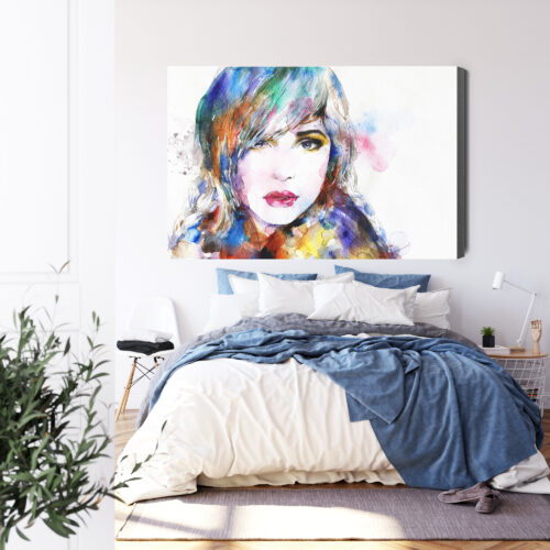 Obraz na płótnie Sztuka Portret kobiety akwarelą Premium Canvas - obrazek 3