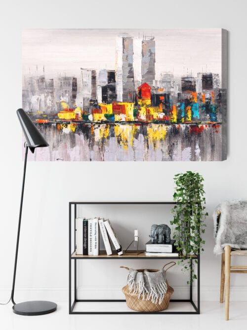Obraz na płótnie Panorama miasta Abstrakcja Kolorowy pejzaż Premium Canvas - obrazek 9