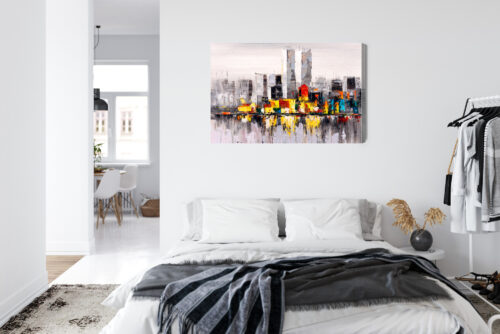 Obraz na płótnie Panorama miasta Abstrakcja Kolorowy pejzaż Premium Canvas - obrazek 7
