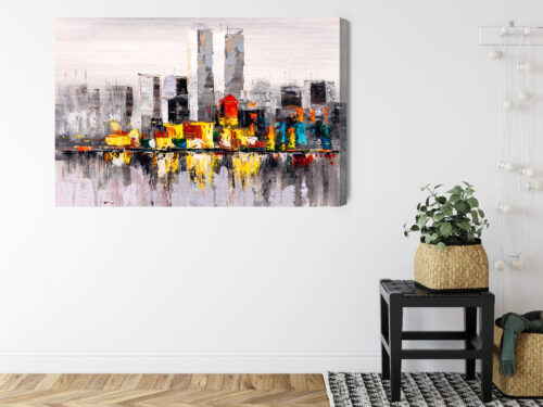 Obraz na płótnie Panorama miasta Abstrakcja Kolorowy pejzaż Premium Canvas - obrazek 8