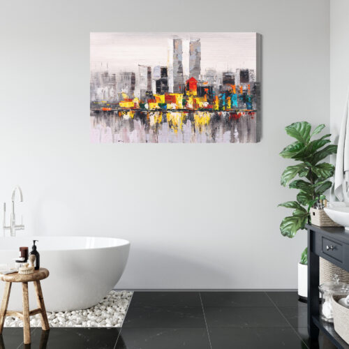 Obraz na płótnie Panorama miasta Abstrakcja Kolorowy pejzaż Premium Canvas - obrazek 5