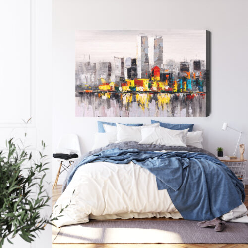 Obraz na płótnie Panorama miasta Abstrakcja Kolorowy pejzaż Premium Canvas - obrazek 3