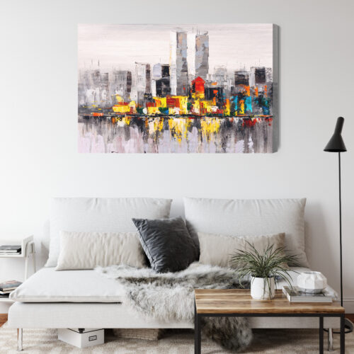 Obraz na płótnie Panorama miasta Abstrakcja Kolorowy pejzaż Premium Canvas - obrazek 4