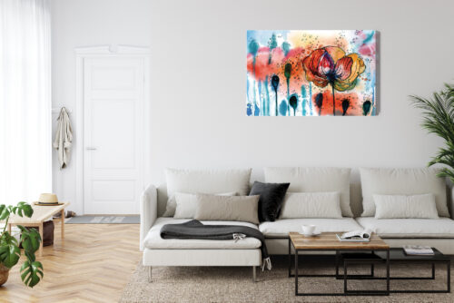 Obraz na płótnie Kwiaty Akwarela Maki  Premium Canvas - obrazek 6