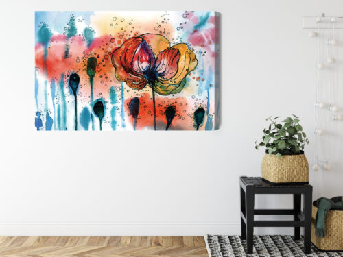 Obraz na płótnie Kwiaty Akwarela Maki  Premium Canvas - obrazek 8