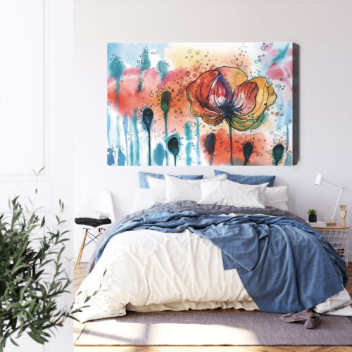 Obraz na płótnie Kwiaty Akwarela Maki  Premium Canvas - obrazek 3