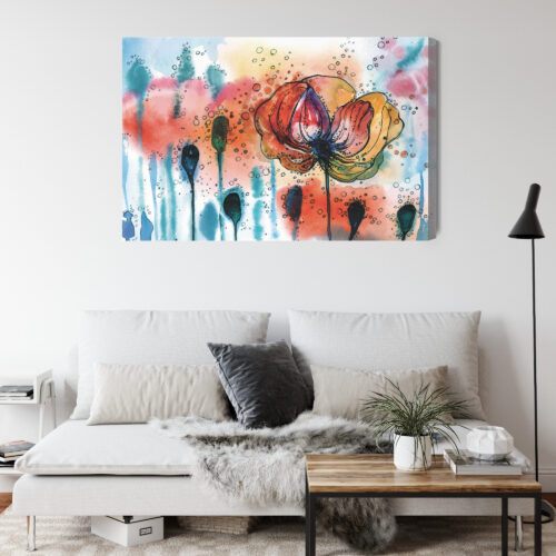 Obraz na płótnie Kwiaty Akwarela Maki  Premium Canvas - obrazek 4