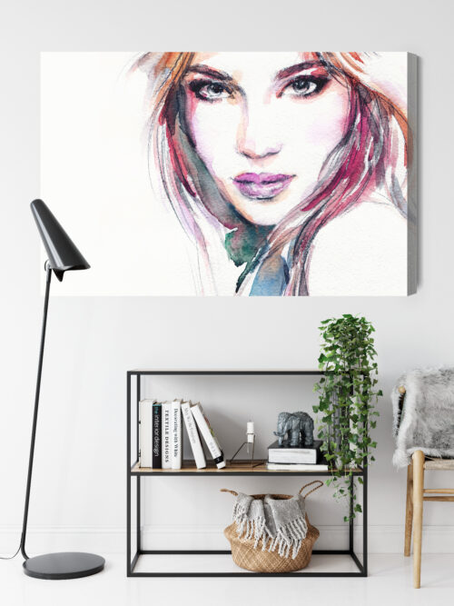 Obraz na płótnie Portret kobiety Akwarela Artystyczny  Premium Canvas - obrazek 9
