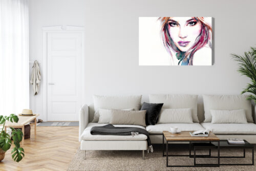 Obraz na płótnie Portret kobiety Akwarela Artystyczny  Premium Canvas - obrazek 6