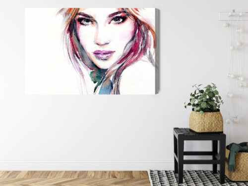 Obraz na płótnie Portret kobiety Akwarela Artystyczny  Premium Canvas - obrazek 8