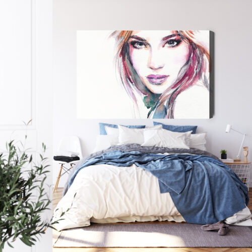 Obraz na płótnie Portret kobiety Akwarela Artystyczny  Premium Canvas - obrazek 3