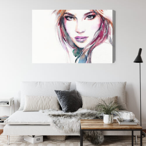 Obraz na płótnie Portret kobiety Akwarela Artystyczny  Premium Canvas - obrazek 4