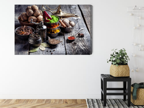 Obraz na płótnie Kuchnia Orientalne przyprawy w miseczkach Premium Canvas - obrazek 8