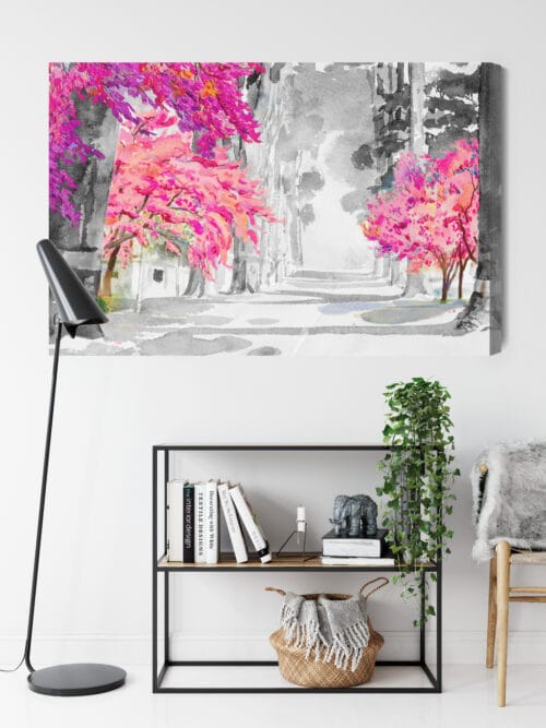 Obraz na płótnie Natura akwarela drzewa Premium Canvas - obrazek 9