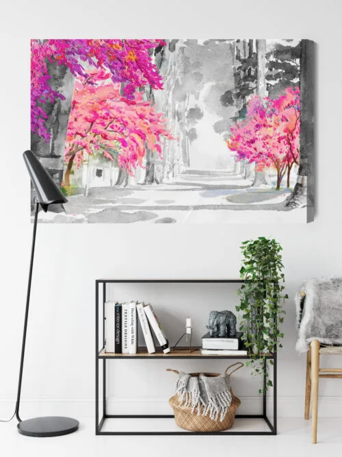 Obraz na płótnie Natura akwarela drzewa Premium Canvas - obrazek 9