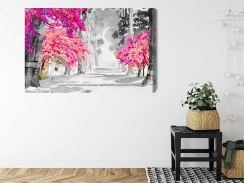 Obraz na płótnie Natura akwarela drzewa Premium Canvas - obrazek 8