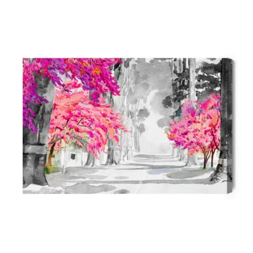 Obraz na płótnie Natura akwarela drzewa Premium Canvas - obrazek 2