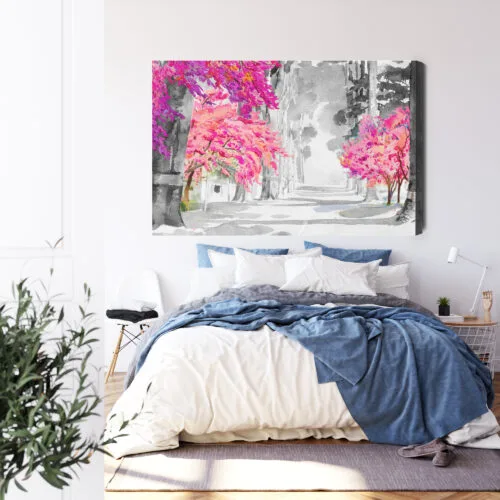 Obraz na płótnie Natura akwarela drzewa Premium Canvas - obrazek 3