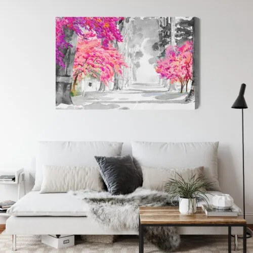 Obraz na płótnie Natura akwarela drzewa Premium Canvas - obrazek 4