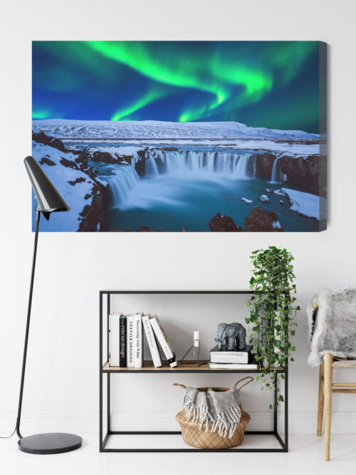 Obraz na płótnie Zorza polarna i wodospad Islandia  Premium Canvas - obrazek 9