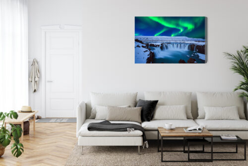 Obraz na płótnie Zorza polarna i wodospad Islandia  Premium Canvas - obrazek 6