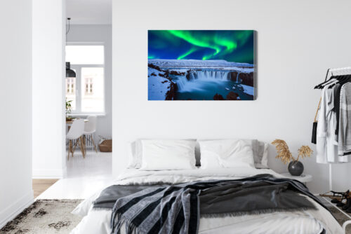 Obraz na płótnie Zorza polarna i wodospad Islandia  Premium Canvas - obrazek 7