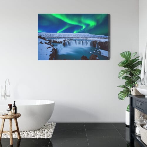 Obraz na płótnie Zorza polarna i wodospad Islandia  Premium Canvas - obrazek 5