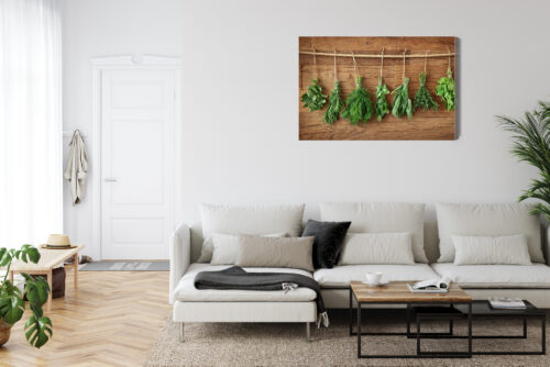 Obraz na płótnie Kuchnia Zioła zawieszone na sznurku Premium Canvas - obrazek 6