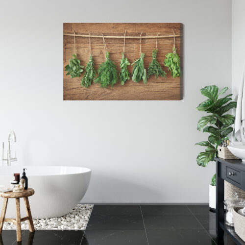 Obraz na płótnie Kuchnia Zioła zawieszone na sznurku Premium Canvas - obrazek 5