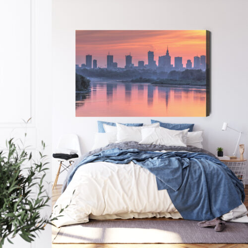 Obraz na płótnie Warszawa zachód panorama Premium Canvas - obrazek 3