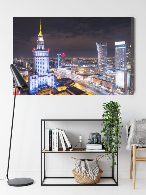 Obraz na płótnie Warszawa noc panorama Premium Canvas - obrazek 9