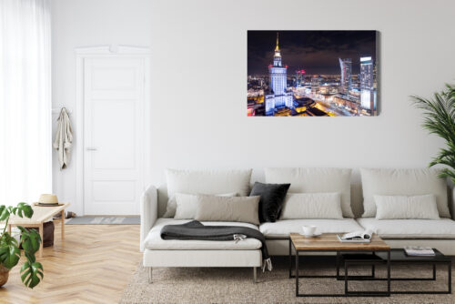 Obraz na płótnie Warszawa noc panorama Premium Canvas - obrazek 6