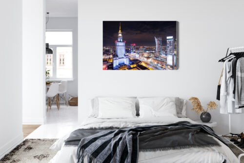 Obraz na płótnie Warszawa noc panorama Premium Canvas - obrazek 7