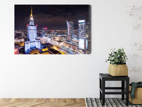 Obraz na płótnie Warszawa noc panorama Premium Canvas - obrazek 8