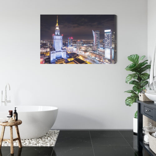 Obraz na płótnie Warszawa noc panorama Premium Canvas - obrazek 5