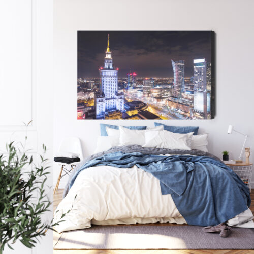 Obraz na płótnie Warszawa noc panorama Premium Canvas - obrazek 3