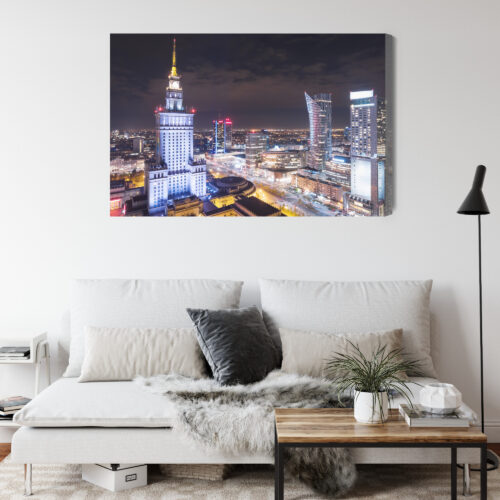 Obraz na płótnie Warszawa noc panorama Premium Canvas - obrazek 4