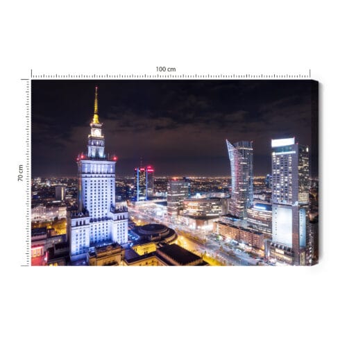 Obraz na płótnie Warszawa noc panorama Premium Canvas